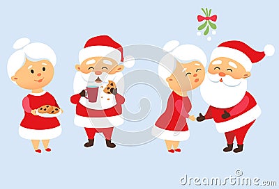 Santa Claus family Vector Illustration