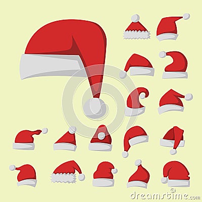 Santa claus fashion red hat modern elegance cap winter xmas holiday top clothes vector illustration. Vector Illustration