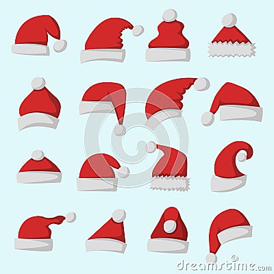 Santa claus fashion red hat modern elegance cap winter xmas holiday top clothes vector illustration. Vector Illustration