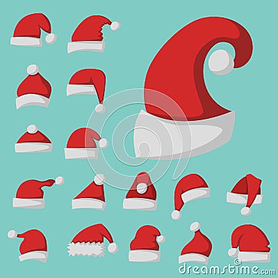 Santa claus fashion red hat modern elegance cap winter xmas holiday top clothes vector illustration. Vector Illustration