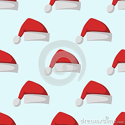 Santa claus fashion red hat modern seamless pattern cap winter xmas holiday top clothes vector illustration. Vector Illustration
