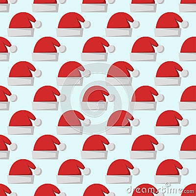 Santa claus fashion red hat modern seamless pattern cap winter xmas holiday top clothes vector illustration. Vector Illustration