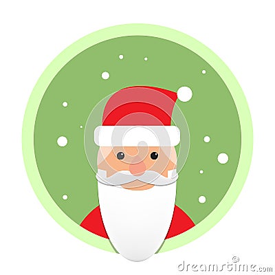 Santa Claus flat icon on green circle Stock Photo
