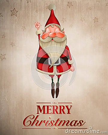 Santa Claus flies greeting card Stock Photo