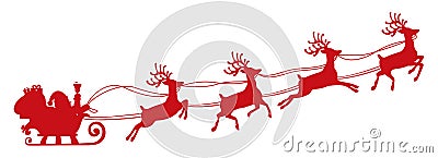 Santa Claus flyin on Christmas sleigh silhouette â€“ vector Vector Illustration