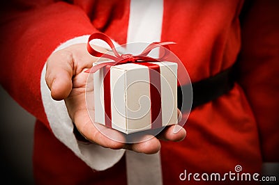 Santa Claus with gift Stock Photo