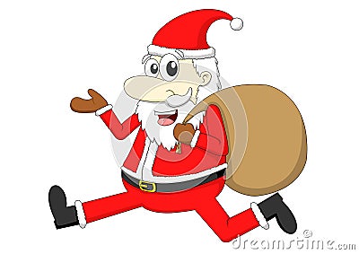 Santa claus with gift bag Vector Illustration