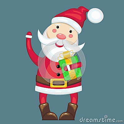 Santa Claus and a gift Vector Illustration