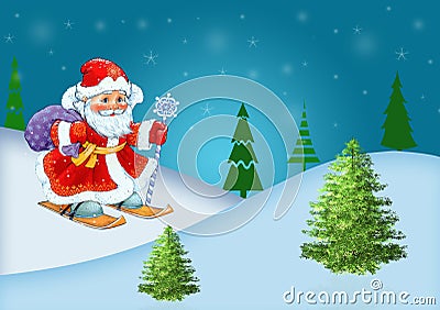 Santa Claus with gifts in a hurry Stock Photo