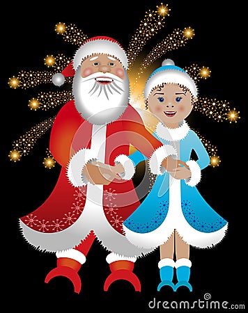 Santa Claus and girl Vector Illustration
