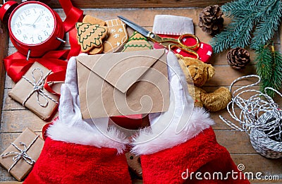 Santa Claus got a Christmas letter Stock Photo