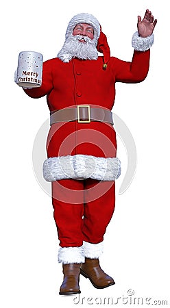 Santa Claus greets with Merry Christmas mug Stock Photo