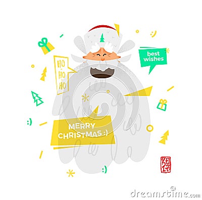 Santa Claus happy face. Vector Illustration