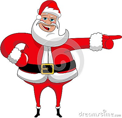 Santa Claus Happy Xmas Indicating Direction Isolated Vector Illustration