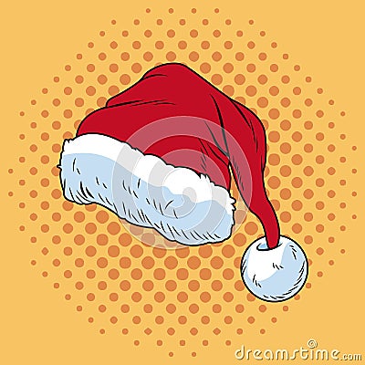 Santa claus hat Christmas pop art Vector Illustration