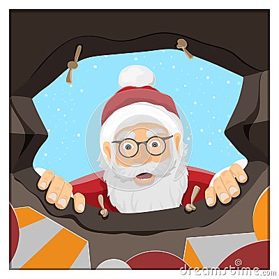 Santa Claus and his gift bag Vector Illustration