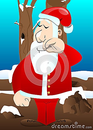 Santa Claus in his red clothes with white beard with sympathy. Vector Illustration