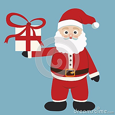 Festive Delight: Cute Santa Claus with a Gift Box Vector Illustration