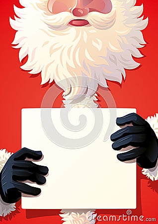 Santa Claus holding a sing Cartoon Illustration