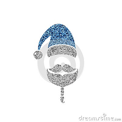 Santa Claus icon. Hat, mustache and beard. Blue and silver holiday design. Vector illustration EPS10 Vector Illustration