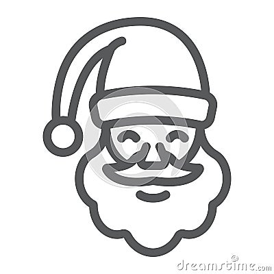 Santa claus line icon, christmas and character, face sign, vector graphics, a linear pattern on a white background. Vector Illustration