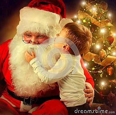 Santa Claus and Little Boy Stock Photo