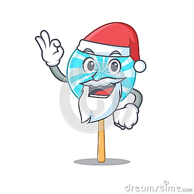 Santa claus lollipop in a mascot candy basket Vector Illustration