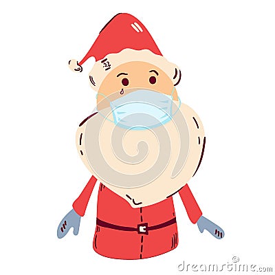 Santa Claus in medical mask. Vector illustration. Vector Illustration