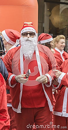 Santa Claus men with mobile phone Editorial Stock Photo