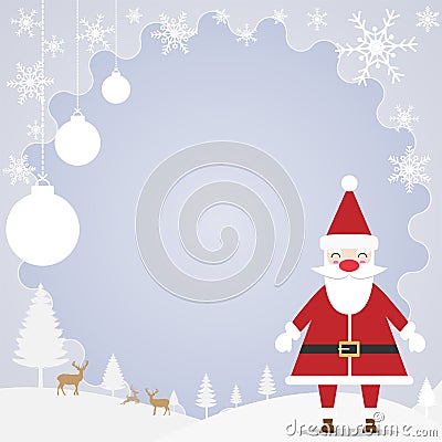 Santa claus with merry christmas label for holiday Vector Illustration