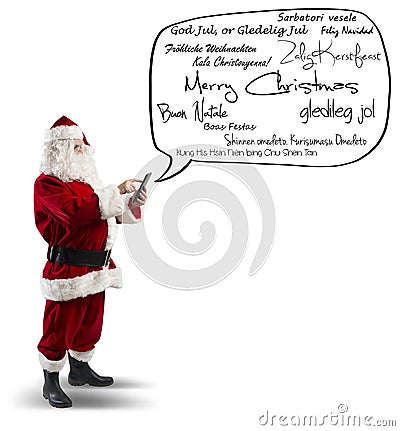 Santa Claus with Merry Christmas message Stock Photo