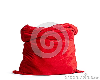 Santa Claus open red bag full, isolated on white background. File contains a path to isolation Stock Photo