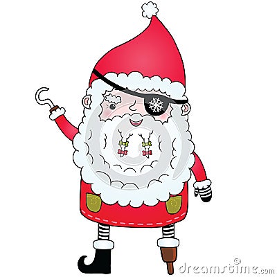 Santa Claus pirate Cartoon Illustration