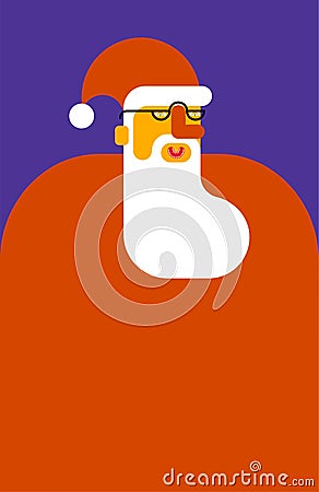 Santa Claus portrait beard and mustache. Christmas grandfather t Vector Illustration