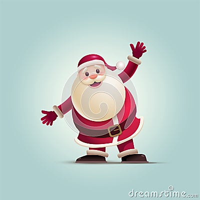 Santa Claus is raising his arms up Vector Illustration