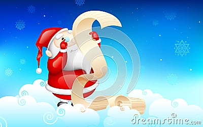 Santa Claus reading wish list Vector Illustration