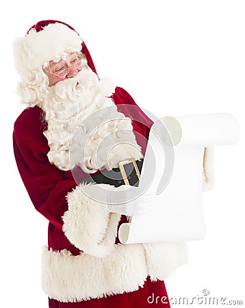 Santa Claus Reading Wish List Stock Photo