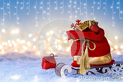 Santa Claus red sack Stock Photo