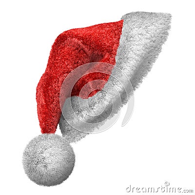 Santa Claus red and white hat hanging on something Stock Photo