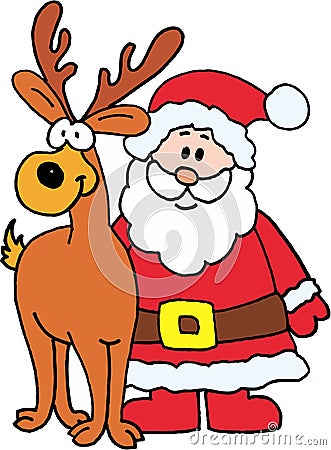 Santa Claus with reindeer Stock Photo