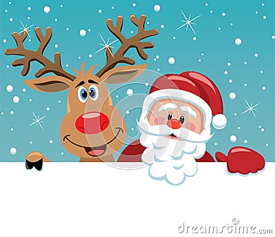 Santa claus and rudolph deer Vector Illustration