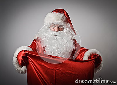 Santa Claus and sack Stock Photo