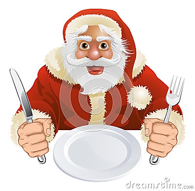 Santa Claus seated for Christmas Dinner Vector Illustration