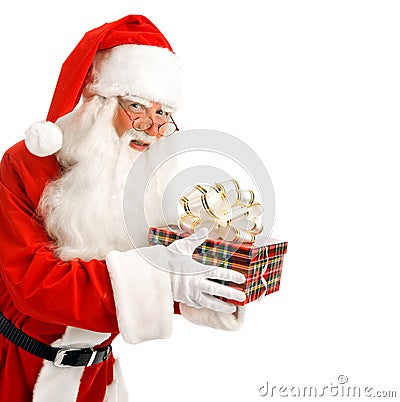 Santa Claus Secretly Brought a Gift Stock Photo