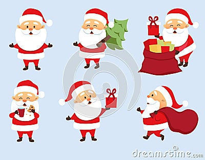 Santa Claus set Vector Illustration