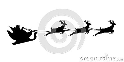 Santa Claus silhouette riding a sleigh with deers. Vector illustration Vector Illustration