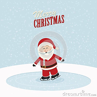 Santa claus skate on ice snowy background Stock Photo