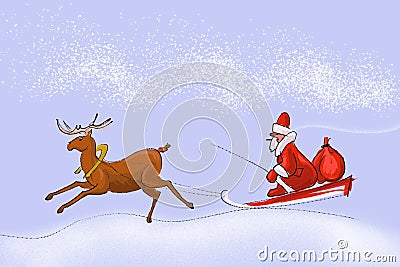 Santa claus in a sledge Vector Illustration
