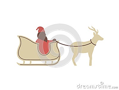 Santa Claus in sledge with deer flat illustration vector Vector Illustration