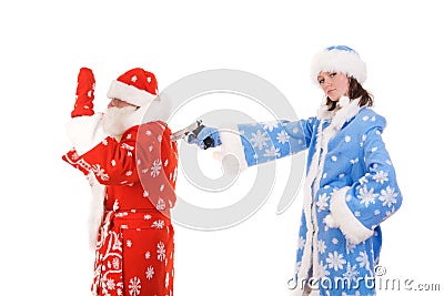 Santa Claus and Snow Maiden Stock Photo